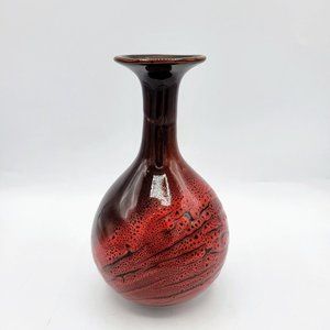 Art Pottery Vase Red And Black Earth Tones Minimalist Contemporary